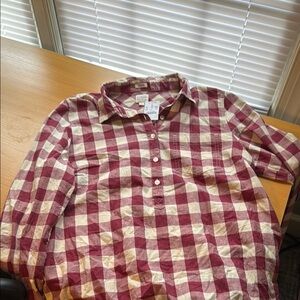 J. Crew burgundy and cream popover